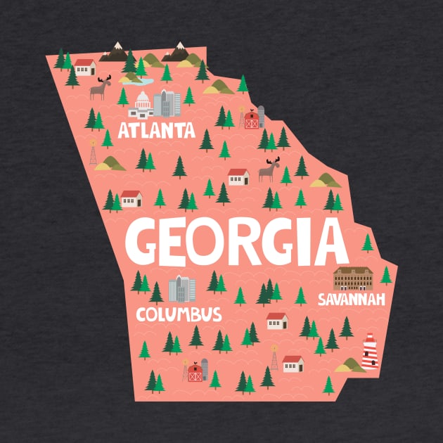 Georgia illustrated map by JunkyDotCom